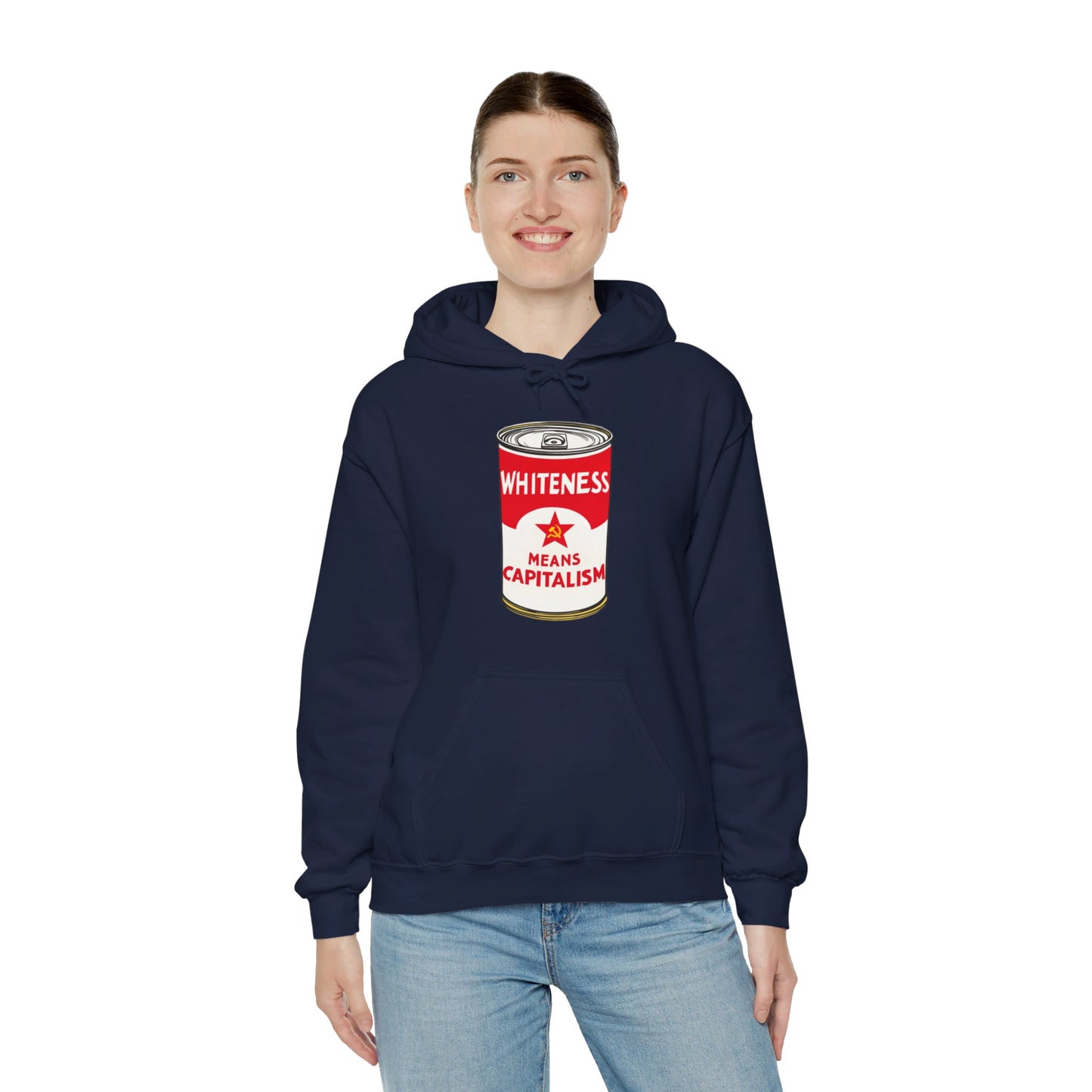 Whiteness Means Capitalism Soup Can Unisex Heavy Blend™ Hooded Sweatshirt