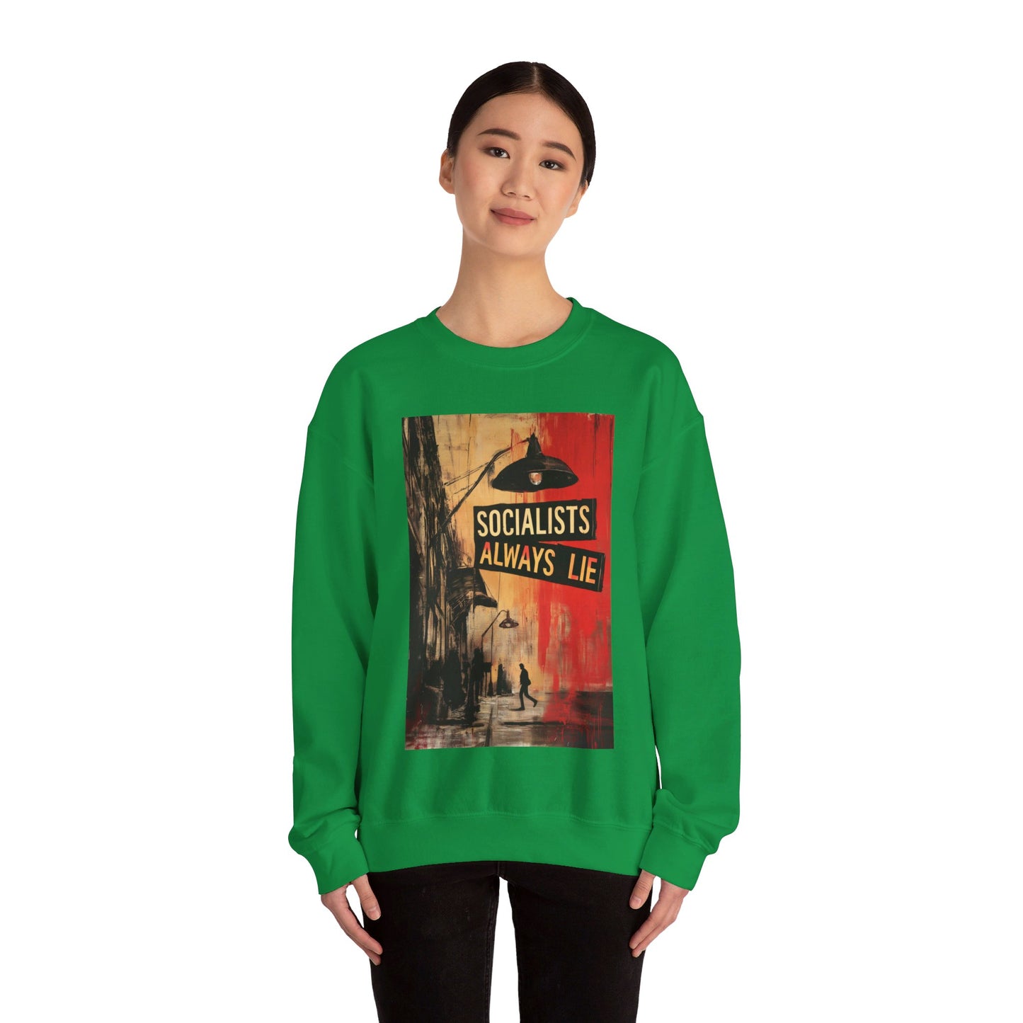 Socialists Always Lie - City Scene, Unisex Heavy Blend™ Crewneck Sweatshirt