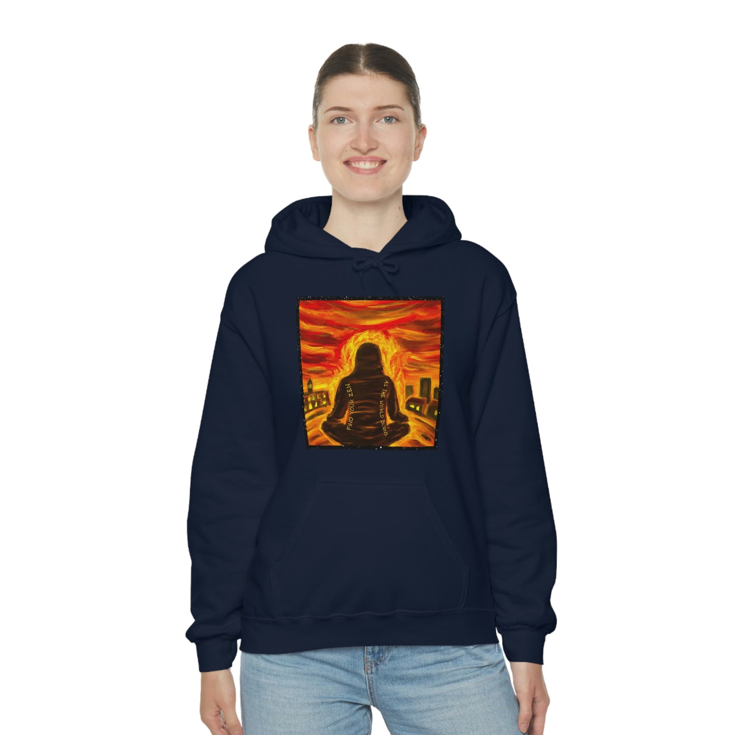 Find Your Zen As The World Burns Unisex Heavy Blend™ Hooded Sweatshirt
